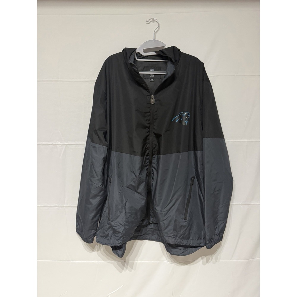 NFL Carolina Panthers Full Zip  Windbreaker Black Size 2XB